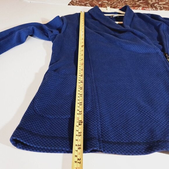 Talbots Jacket Shawl Collar Seaming Detail Half Zip Moto Style Blue Petite Large - Picture 10 of 11